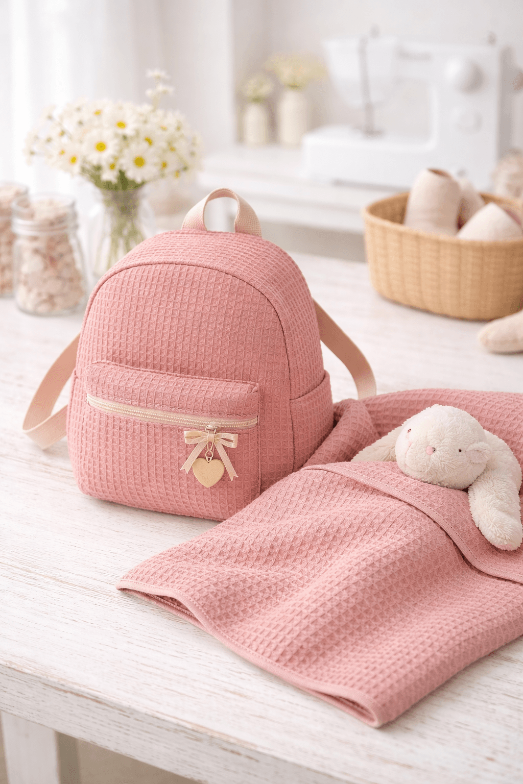 Algodón Waffle “Brisa Rosa fuerte”- 150 cm ancho — imagen 3