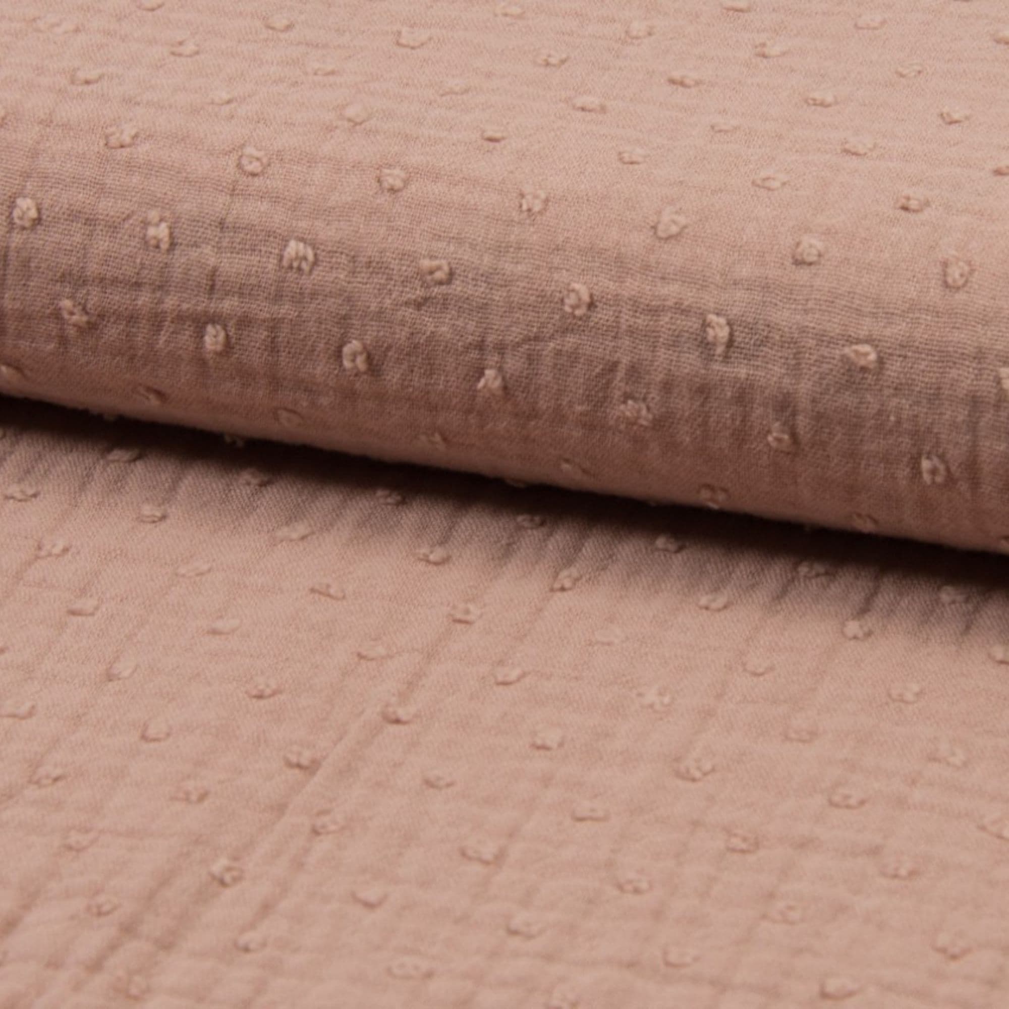 Muselina doble relieve con pequeños detalles color rosa empolvado — imagen 1