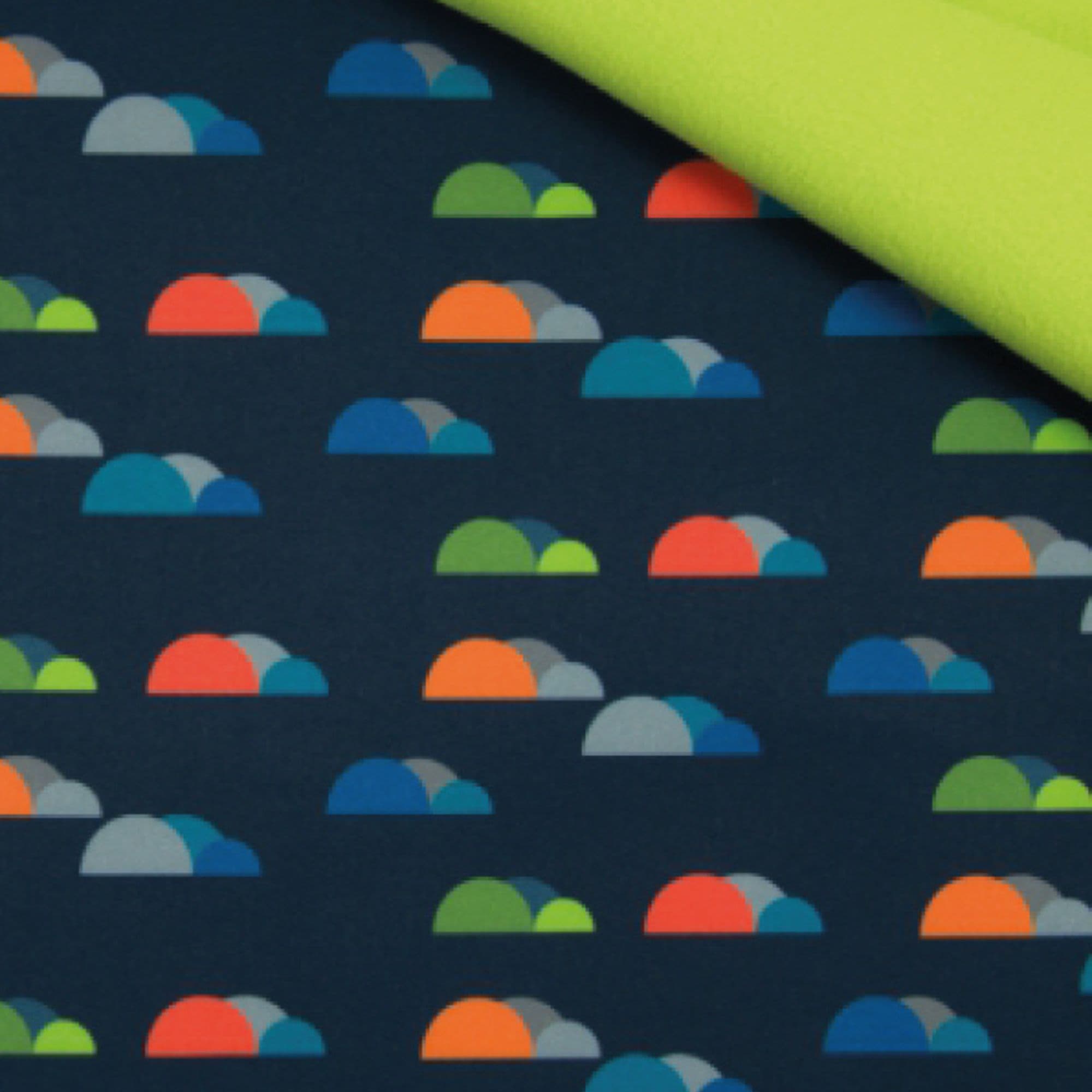 Softshell con estampados con formas de colores fondo azul y polar verde claro — imagen 1