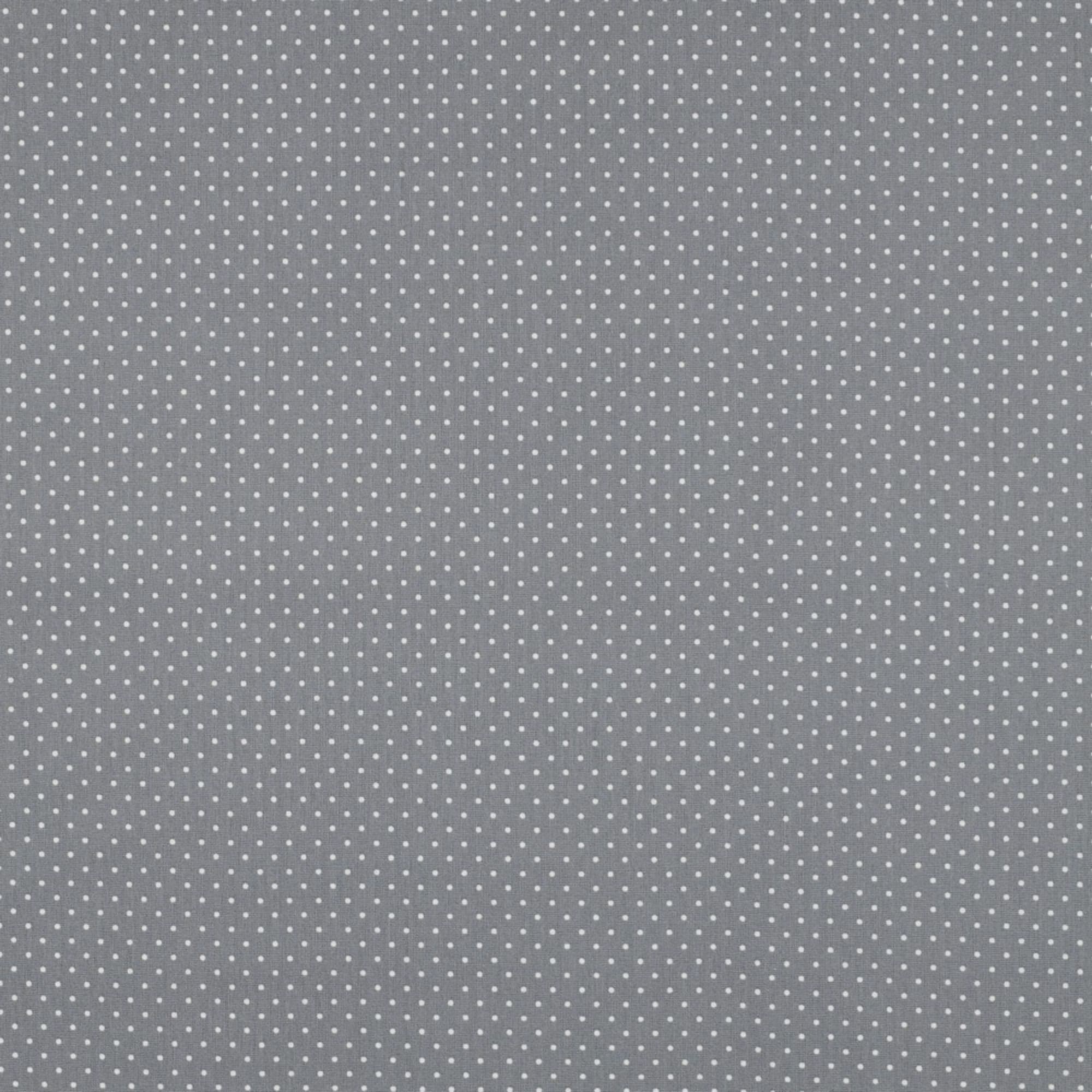 Tela algodón estampada topos blancos, fondo gris — imagen 1