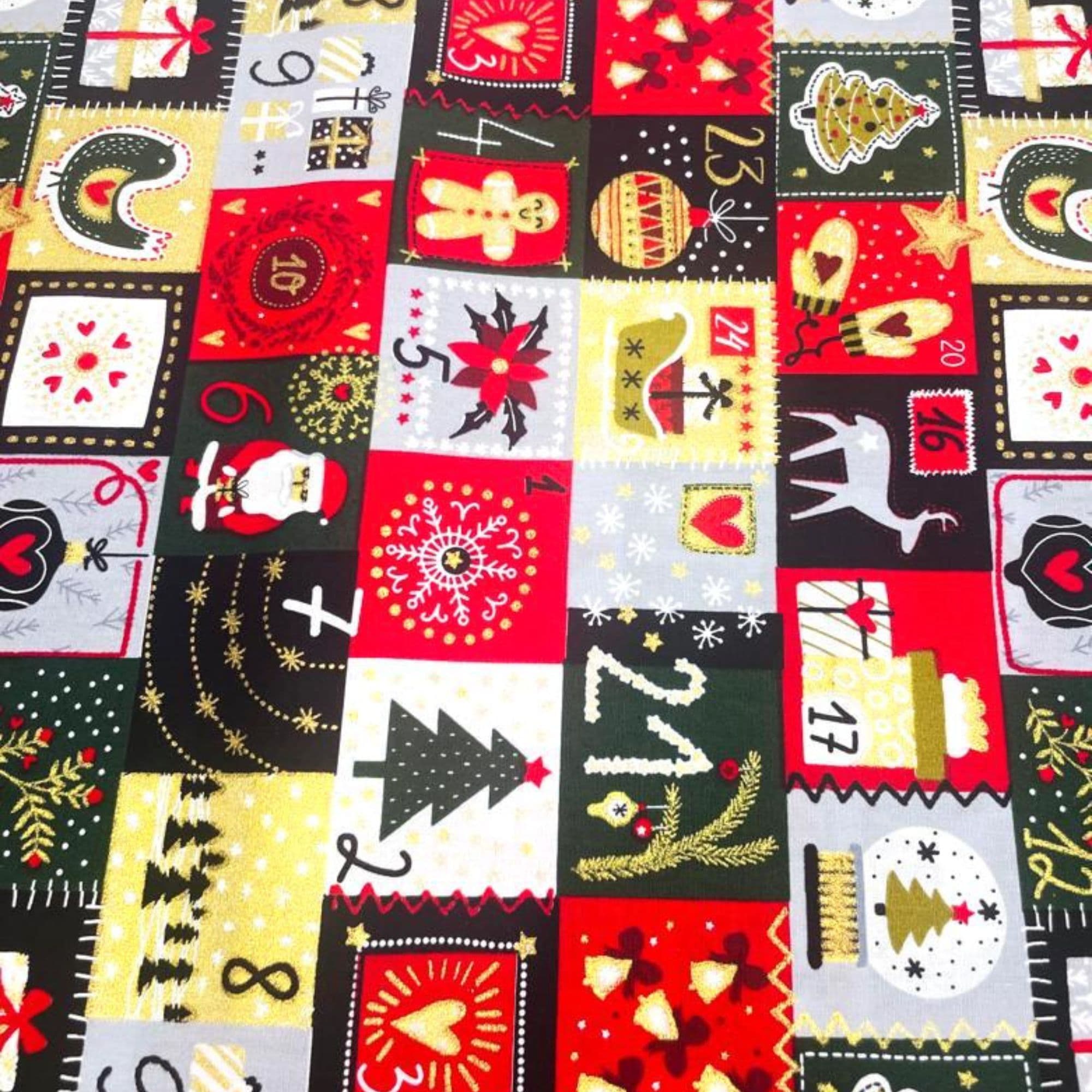 Tela algodón 100%  motivos navideños calendario adviento — imagen 1