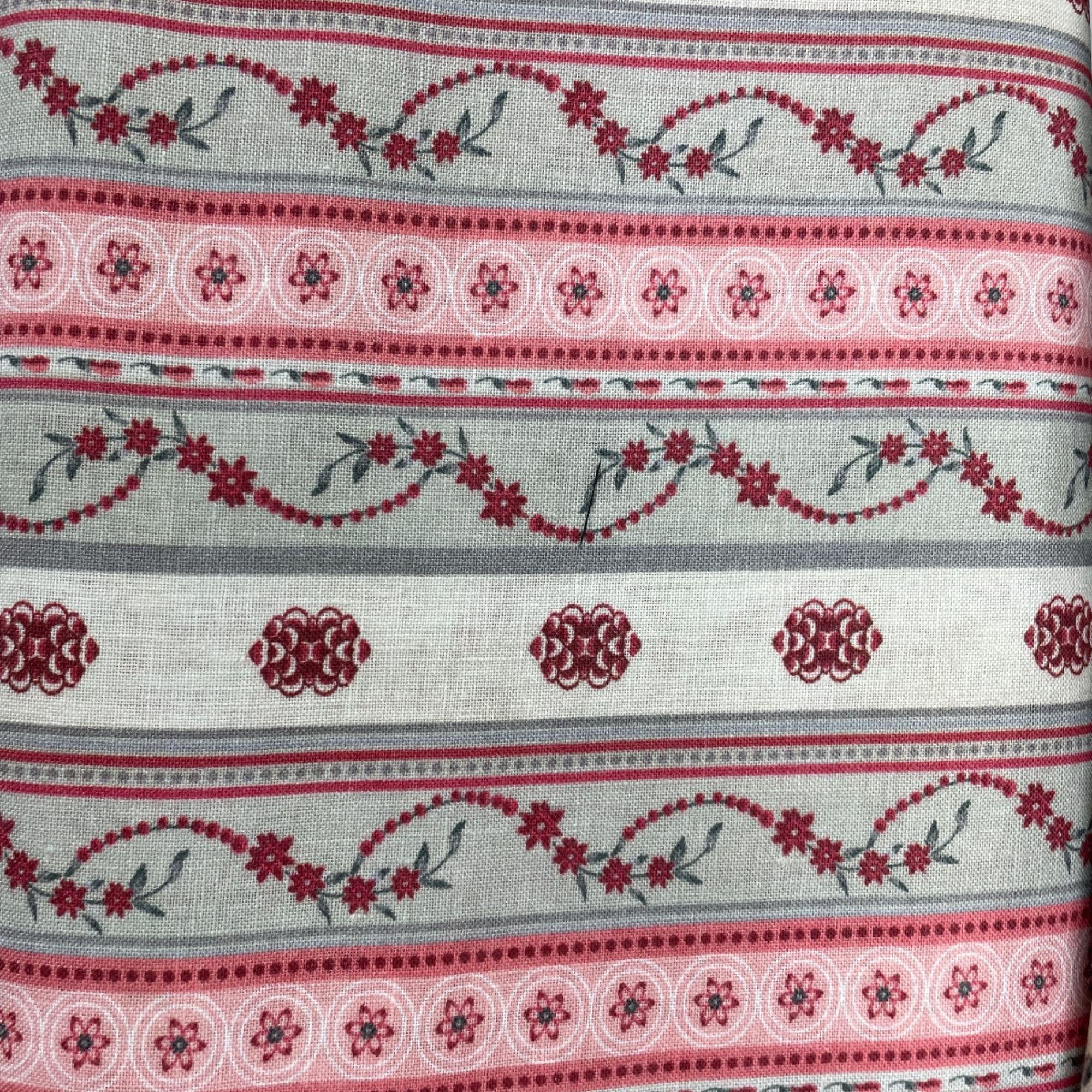 Lino estampado con bandas floreadas fondo en grises — imagen 1