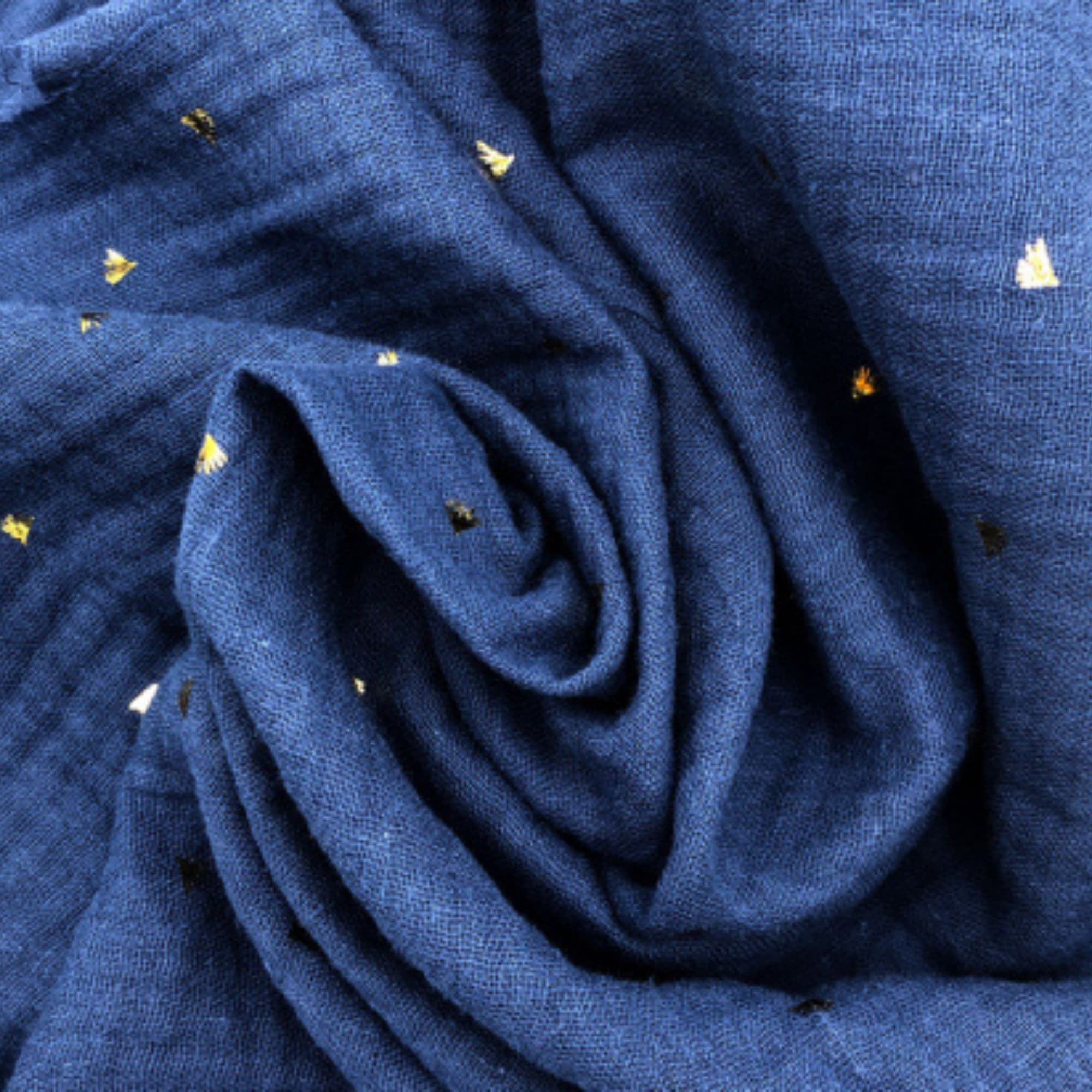 Muselina algodón azul marino dorado — imagen 1