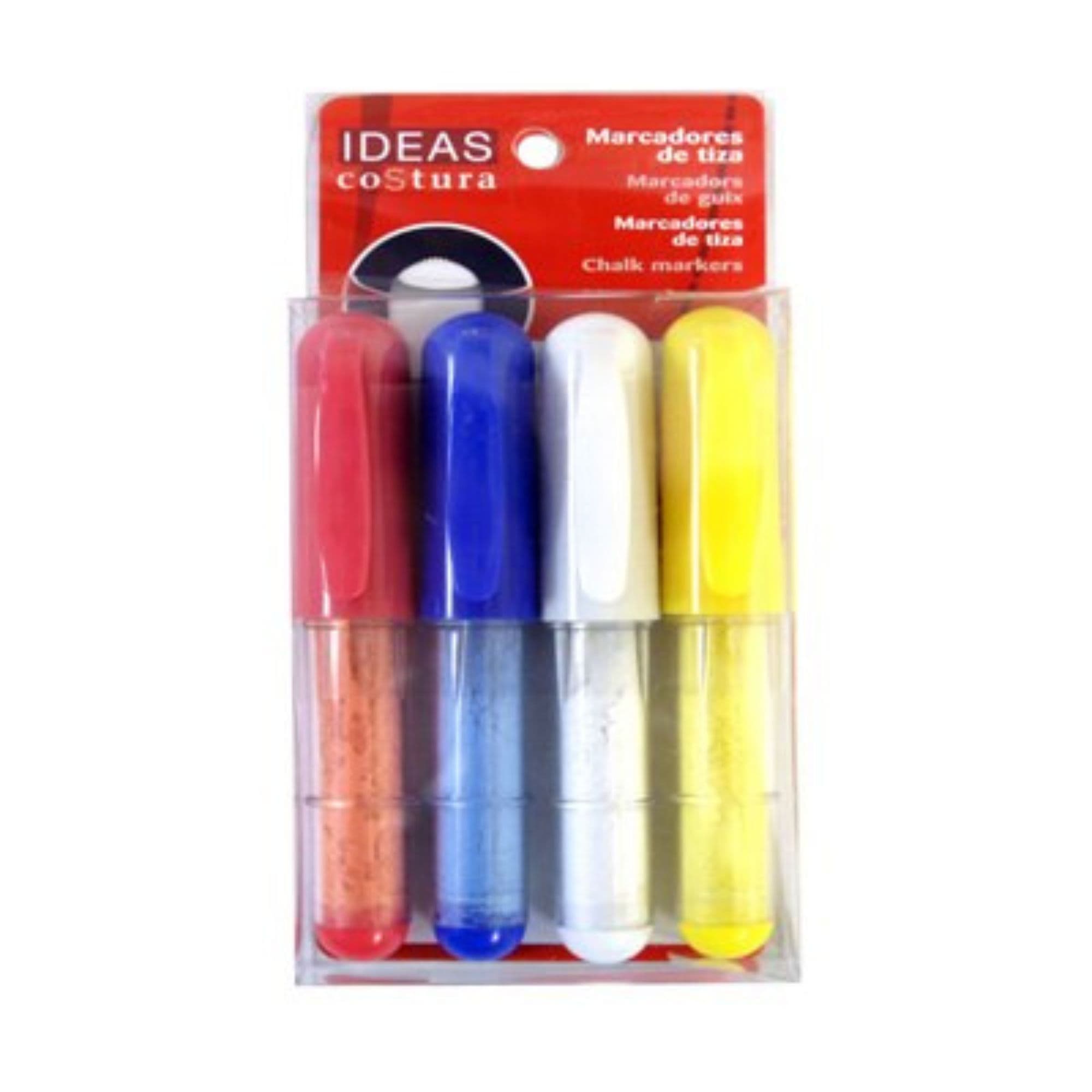SET MARCADORES DE TIZA, 4 UNIDADES (AZUL, ROJO, AMARILLO Y BLANCO) — imagen 1