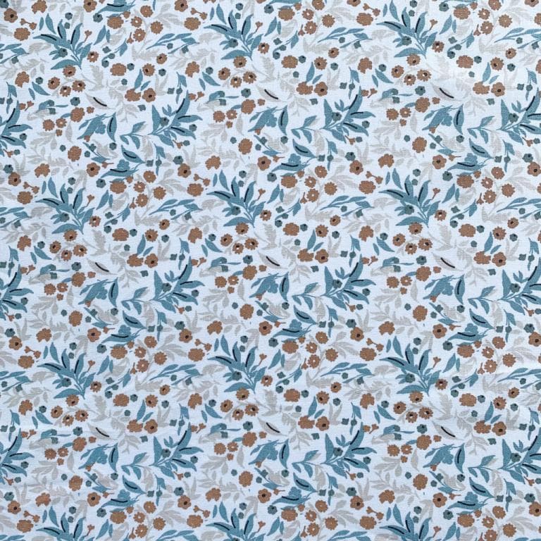 Tela algodón impermeable flores marrones — imagen 1