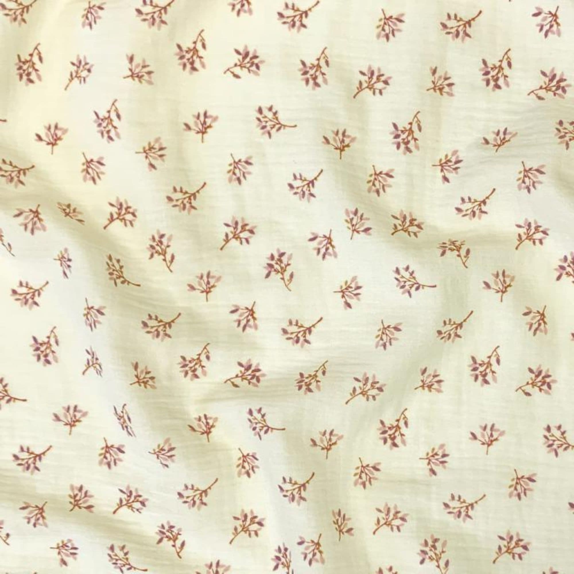 Muselina flores rojas fondo ecru — imagen 1