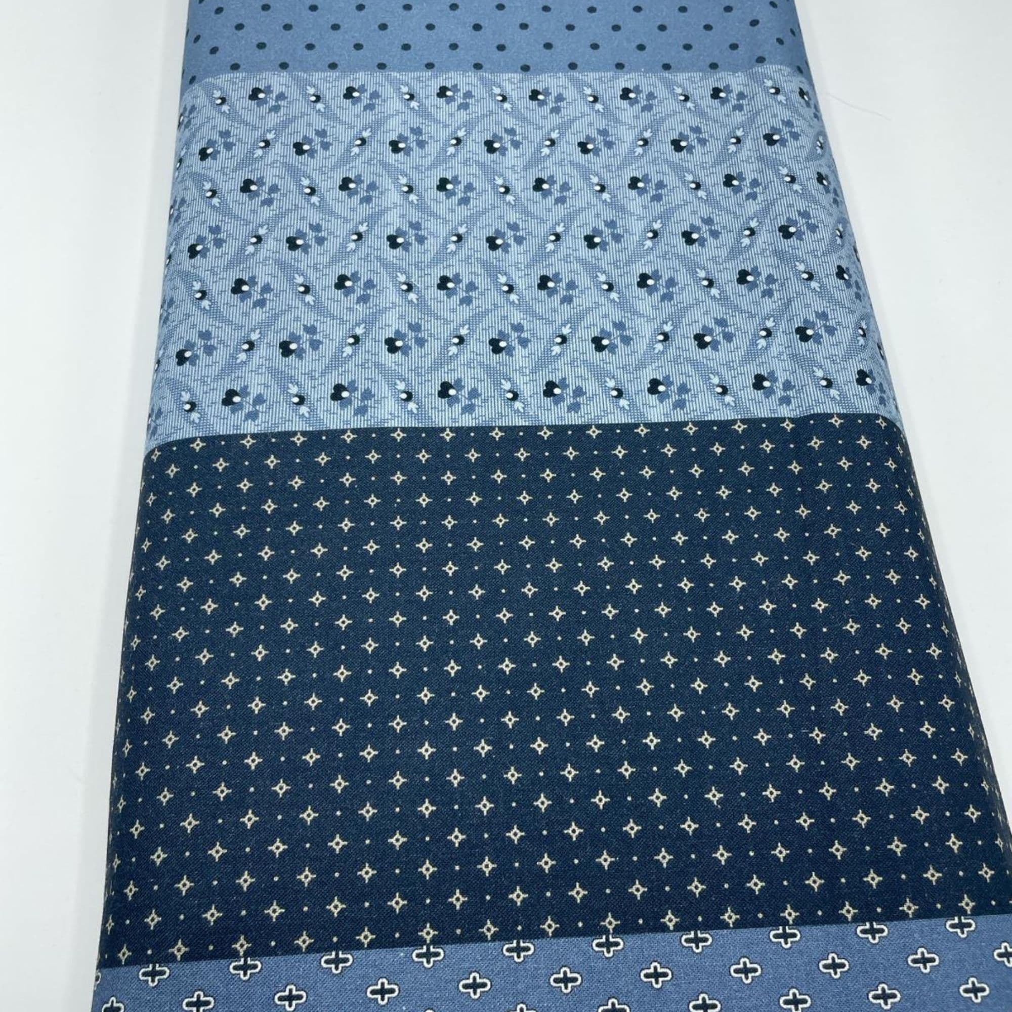 Tela algodón100%   patch franjas azules — imagen 1