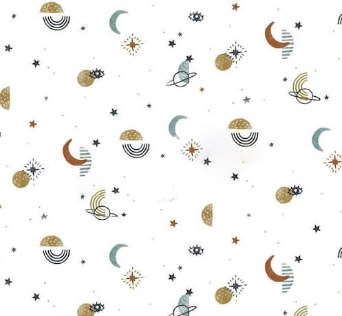 Tela popelin infantil planetas algodón — imagen 1