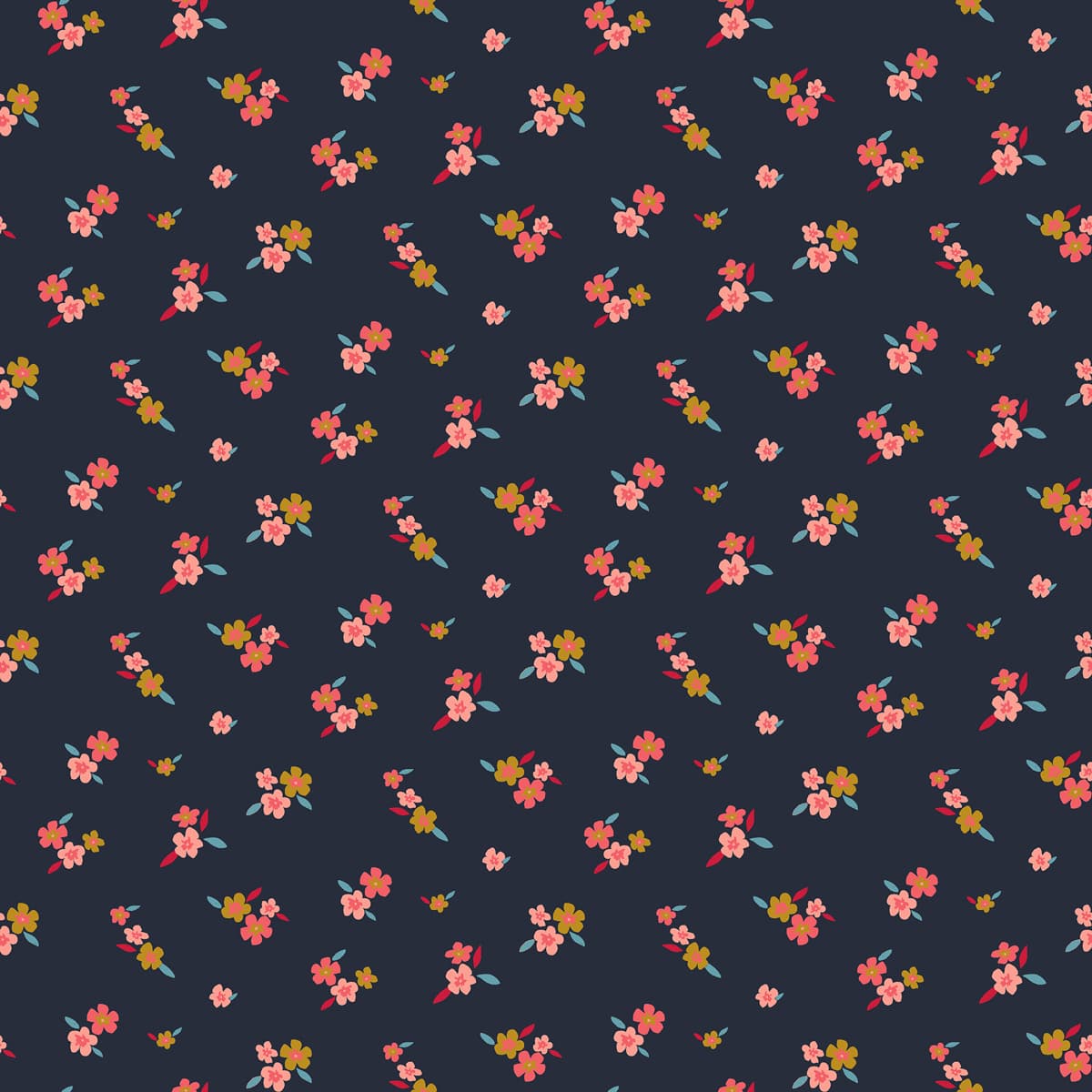 Jersey GOTS florecillas de colores con fondo azul oscuro — imagen 1