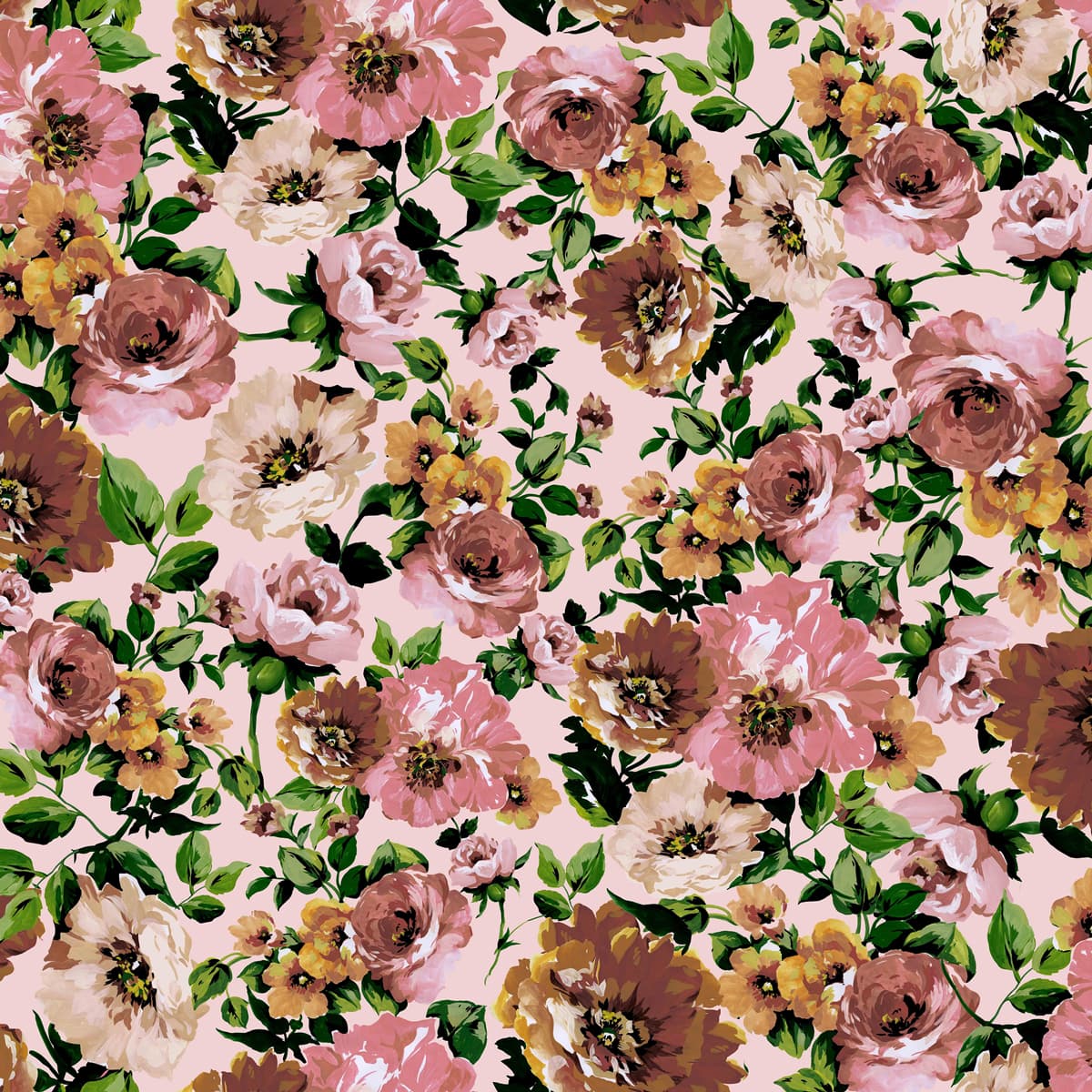 Jersey viscosa estampado digital peonias rosas — imagen 1