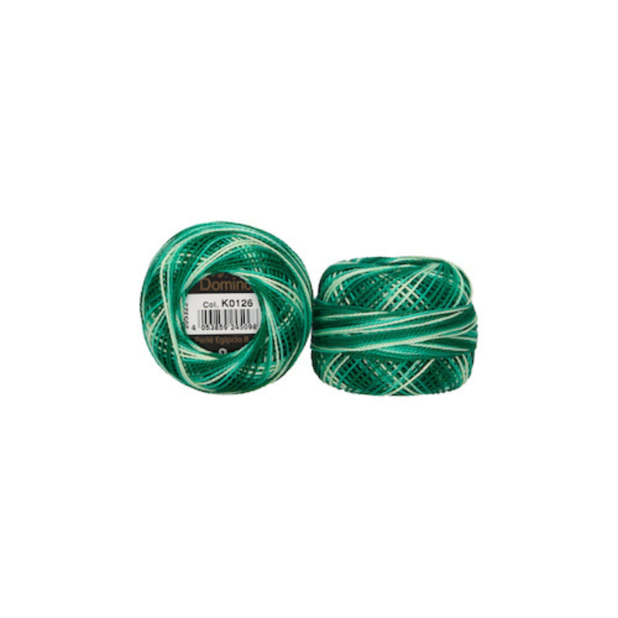 Hilo perle Algodón egipcio Domino K0126 Nº 8 Verde matizado — imagen 1